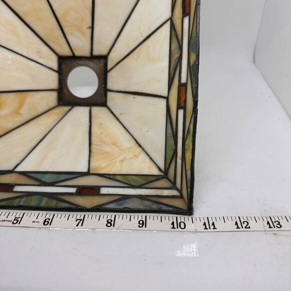 Vintage Tiffany Style Mission Lamp Shade stained Glass 10.5" Square - Picture 8 of 14